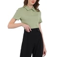 thumbnail image 4 of INSPIRE CHIC Women's Summer Bodysuits Leotard Short Sleeve Stretch Polo Shirt Body Suit S Green, 4 of 5