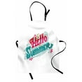 thumbnail image 1 of Hello Summer Apron Handwritten Vintage Calligraphy with Floral Decoration Details, Unisex Kitchen Bib Apron with Adjustable Neck for Cooking Baking Gardening, Red Magenta Pale Sea Green, by Ambesonne, 1 of 3
