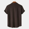 thumbnail image 4 of IYTR Mens Beach Shirts Solid Color T-shirts Short Sleeve Button Turndown Collar Shirts Comfy Linen Shirts Brown L, 4 of 6