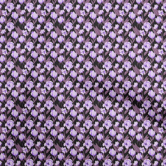 oneOone Polyester Spandex Purple Fabric Floral Craft Projects Decor Fabric Printed By The Yard 56 Inch Wide
