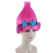 HPO Teens Magical Troll Princess Pink Updo Wig , Pink Cosplay Halloween Wig , Premium Breathable Capless Cap
