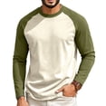 thumbnail image 2 of Evdexr Men's Long Sleeve Shirts Raglan Crew Neck Shirt 2026 Fall Casual Fishing Breathable T Shirts Color Block Loose Fit Lightweight Athletic Tops 4XL, 2 of 4