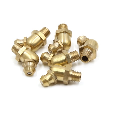 Unique Bargains 6pcs M6 x 1 Thread Brass 45 Degree Angle Grease Nipple Fitting for Car