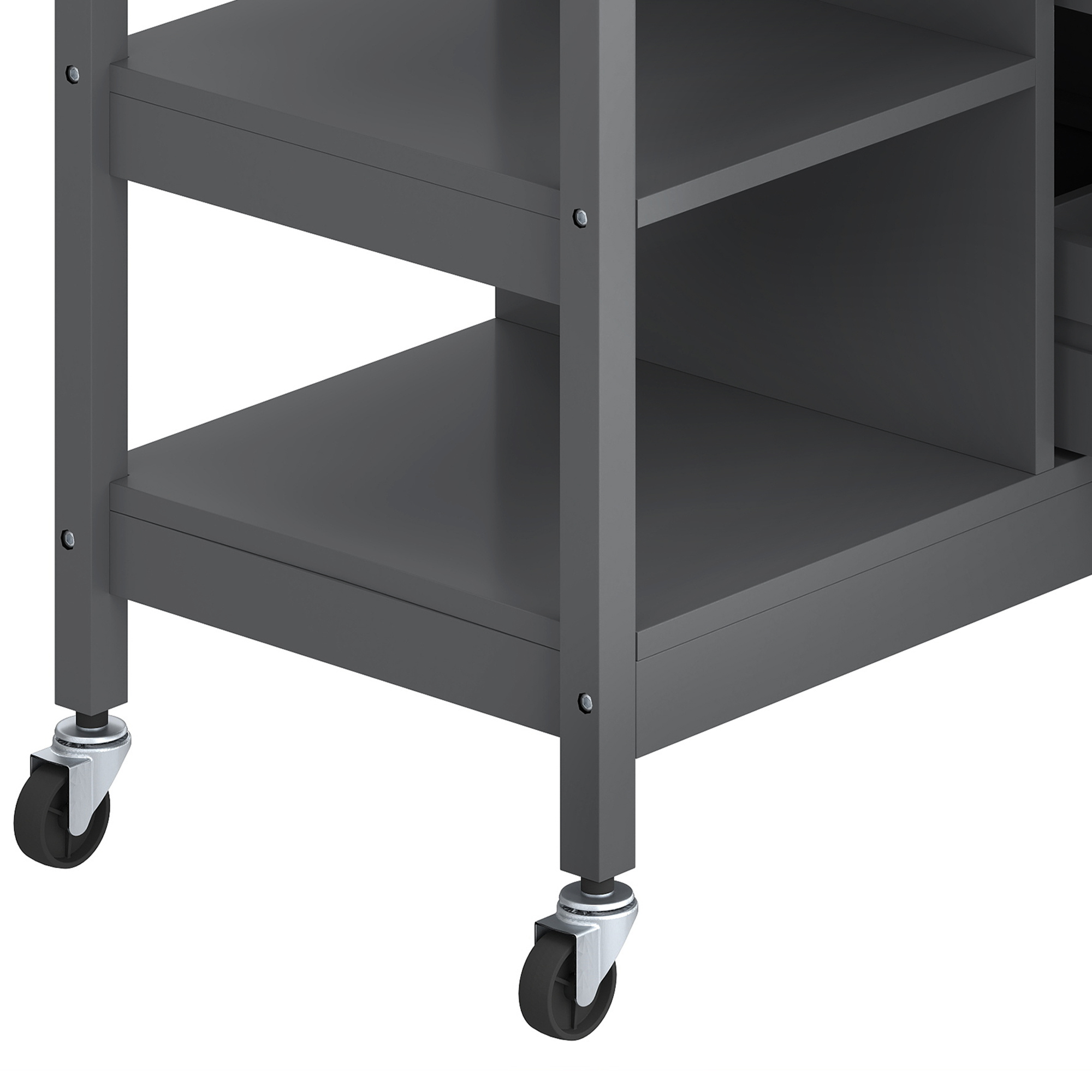 Uforic Kitchen Storage Cart with Drawers & Open Shelves, Rolling Kitchen Island, Gray