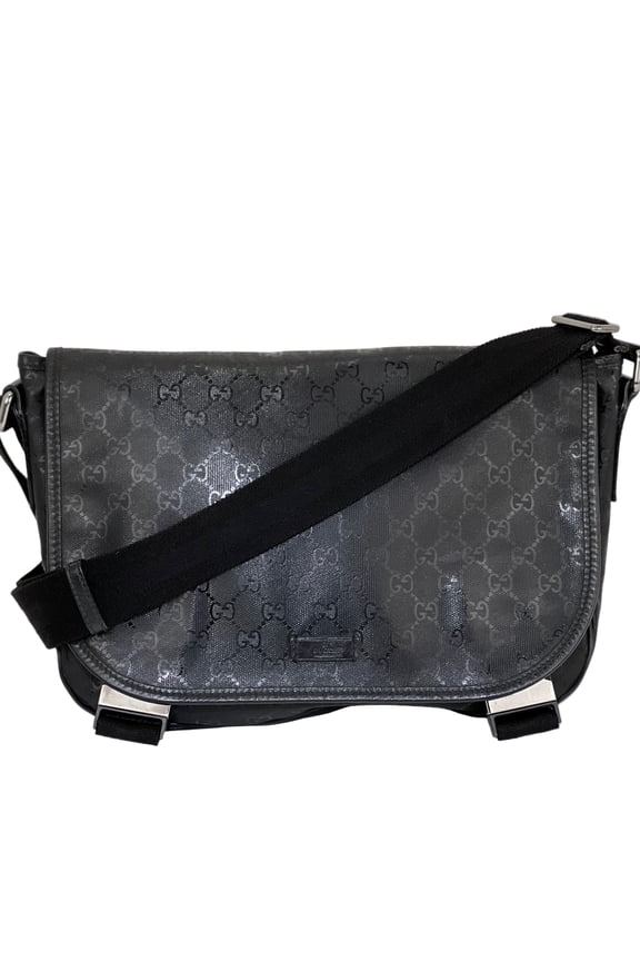 Pre-Owned Gucci Men's Messenger GG Supreme Canvas Double Buckle Flap Crossbody Men's Bag