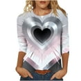 thumbnail image 2 of Vetsdori Womens 3/4 Sleeve Blouses Gifts for Girlfriend Pullover Casual Graphic Valentine Heart Print,Fashion Crew Neck Tops for Junior Cute, 2 of 6