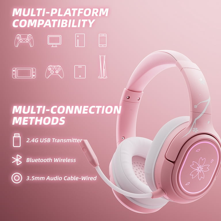 Bluetooth Headphones Best Pink Gaming Headset Wireless Gaming