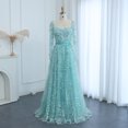 thumbnail image 3 of Sharon Said Robe de Soirée de Luxe 3D Fleur Grise Manches Longues pour Femmes Mariage Fête Élégante Arabe Ligne A Formelle SS353, 3 of 4