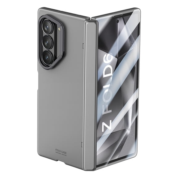 for Samsung Galaxy Z Fold 6 5G Case, Hinge Protection with Kickstand & Full Protective Built-in HD Screen Protector Anti-Slip Shockproof Phone Case for Z Fold 6, Darkgray