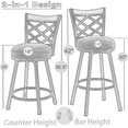 thumbnail image 3 of Swivel Bar Stools Set of 2, 24" Adjustable Counter Height Bar Stool with Back, 29" Taupe Fabric Cushion Barstools, 3 of 6