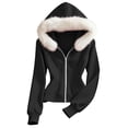 thumbnail image 5 of Nugftut Womens Full Zip Up Hoodies Long Sleeve Sweatshirts with Faux Fur Hood Cozy Winter Warm Sweatshirt Sizes S-XXL, 5 of 8