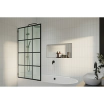 Glass Warehouse  58.25" x 34" French Monture Noir - Single Fixed Bath Panel