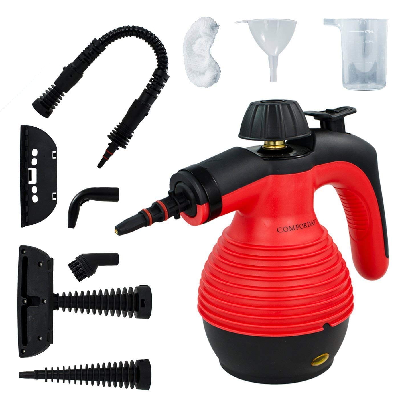 Comforday MultiPurpose Handheld Pressurized Steam Cleaner with 9Piece