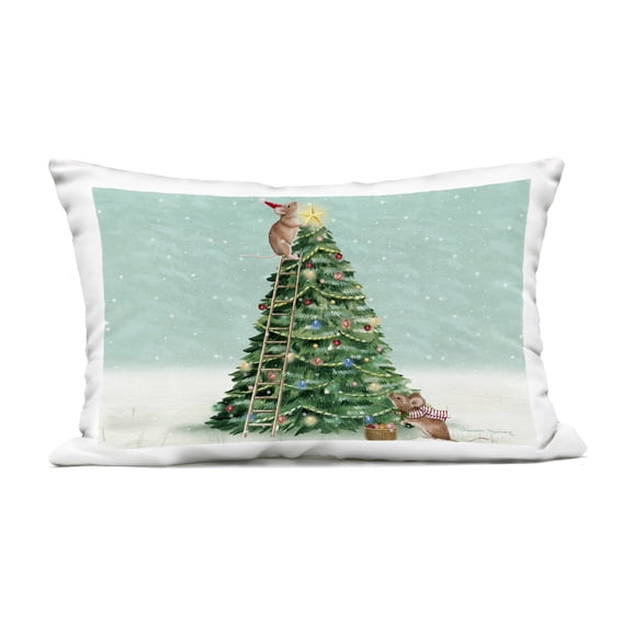 Stupell Industries Merry Mice Motif Outdoor Printed Pillow design by Danielle Murray, 14 x 7 x 20