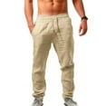 thumbnail image 1 of Innerwin Bottoms Solid Color Men Pants Outdoor Elastic Waist Loose Trousers Apricot XL, 1 of 7