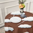 thumbnail image 6 of 60" Round Tablecloth with White Lace Trim Wrinkle & Heat-Resistant Table Cover for Dining and Home Decor White Clouds, 6 of 8