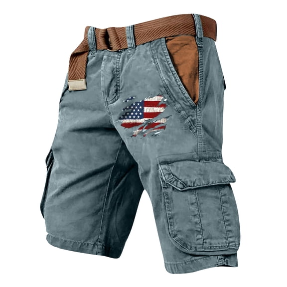 Havenx Military 250 Anniversary Usa Cargo Shorts for Men America Flag Shorts with Multi Pockets Distressed Washed Pant Freedom We the People Classic Summer Dress,Dark Green 2XL