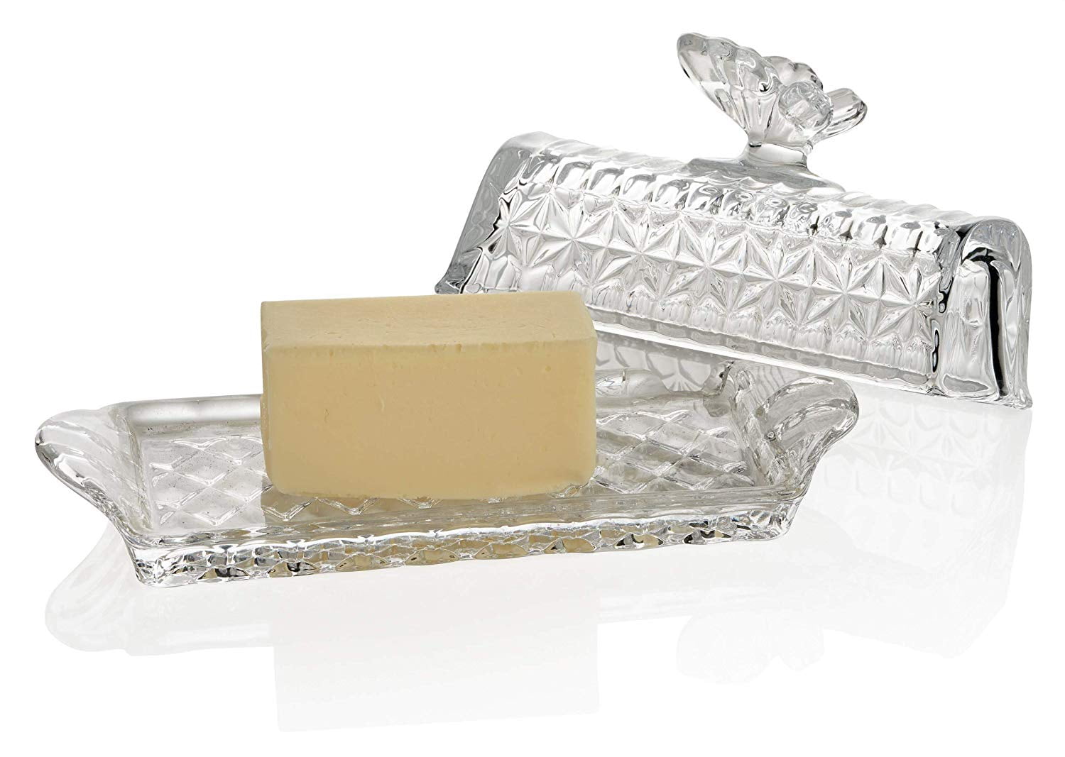 Bezrat Glass Butter Dish Premium Butter Dish with Lid and Easy Grip