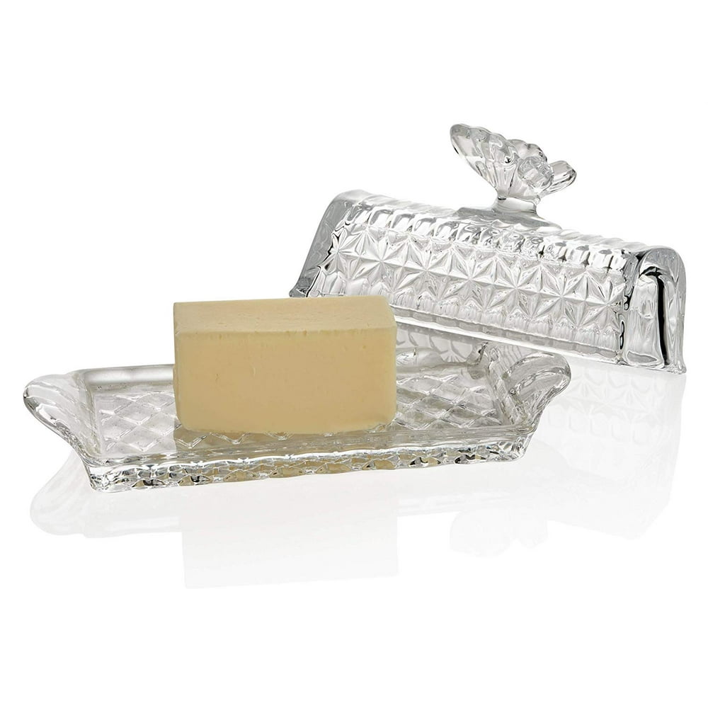 Bezrat Glass Butter Dish Premium Butter Dish with Lid and Easy Grip
