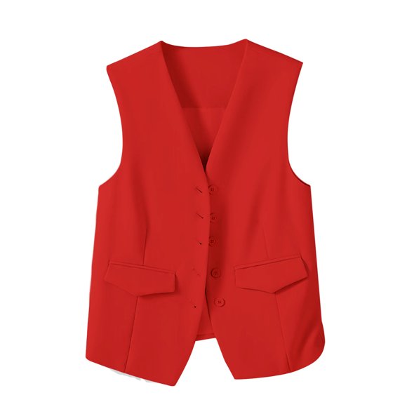 FAIWAD Womens Waistcoat Casual V-Neck Dressy Suit Vest Jacket Formal Button Up Office Work Solid Color Sleeveless Coat