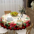 thumbnail image 6 of Buffalo Check Plaid Christmas Round Tablecloth, Traditional Poinsettia Print Resistant Polyester Table Cloth with Xmas Floral and Berry for Party Decoration/Holiday 60 Inch, 6 of 6