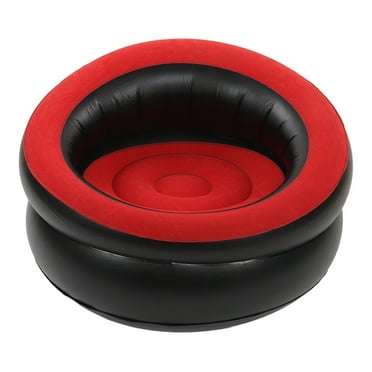 Inflatable Couch Flocking Air Sofa - Comfortable Foldable Chair for Living Room, Bedroom & Travel - Portable Red Lounge Seating