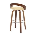 thumbnail image 2 of Sonia 30" Bar Height Swivel Cream Faux Leather and Walnut Wood Bar Stool, 2 of 11
