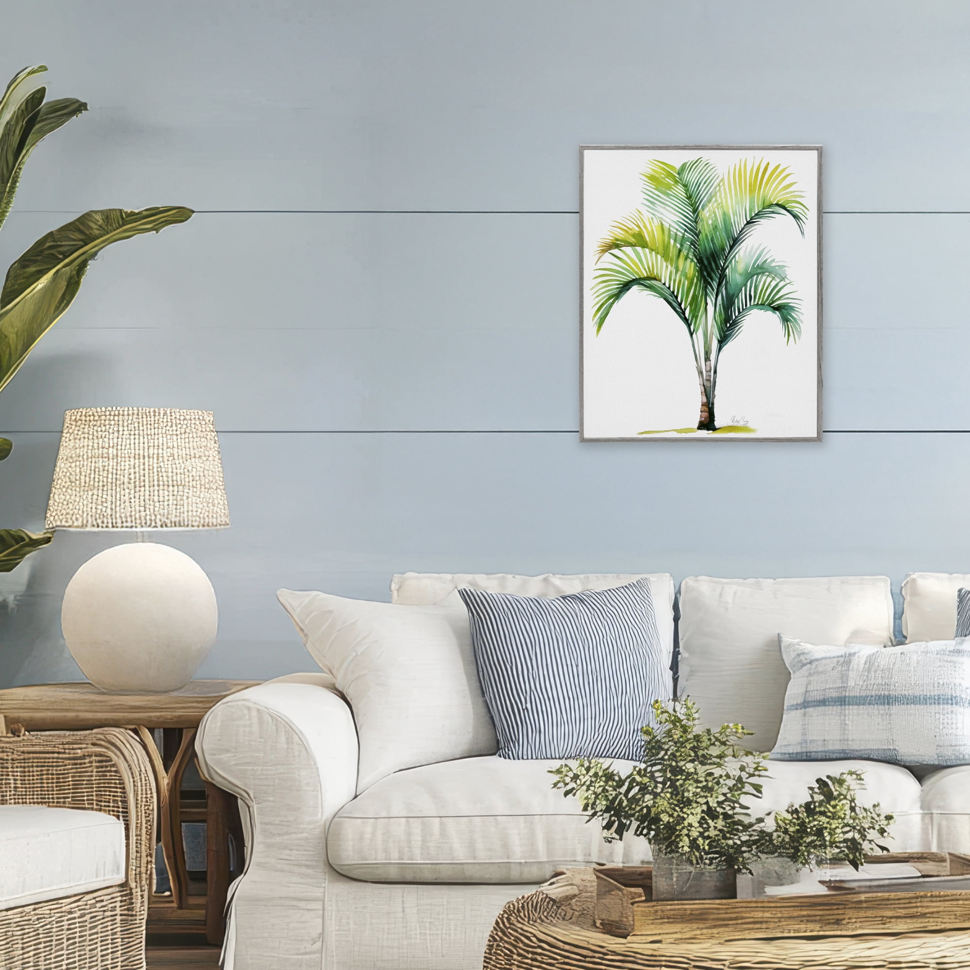 Stupell Industries Coastal Canopy Palm Tree Gray Framed Giclee Art, design by Shelly Craig