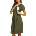 thumbnail image 3 of Oudiya Women's Nursing/Delivery/Labor/Hospital Nightgown Short Sleeve Maternity Nightdress with Button, S-XXL, 3 of 5