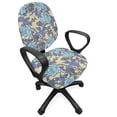 thumbnail image 1 of Floral Office Chair Slipcover, Hand Drawn Like Wild Roses Flowers Leaves Ornamental Garden Print, Protective Stretch Decorative Fabric Cover, Standard Size, Lavender Blue and Multicolor, by Ambesonne, 1 of 5