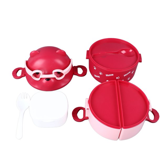 Portable Bento Lunch Box, 2 Layer Containers for School, Work, Camping - Bear Shape, Excellent Thermal Insulation, Muti Purpose