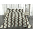 thumbnail image 2 of Ambesonne Owl Print Quilted Bedspread Set 3 Pcs, Birds on Tree Branches, King, Taupe Blue Grey and Eggshell, 2 of 4