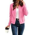 thumbnail image 5 of IUYRTFE Women's Zip Up Ribbed Knit Bomber Jacket Long Sleeve Lightweight Casual Cardigan Top, 5 of 9