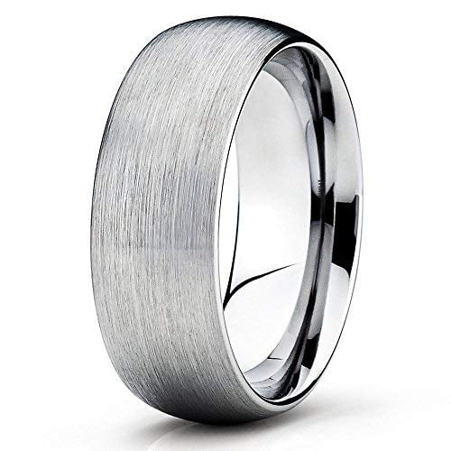 Silly Kings Jewelry Gray Tungsten Band 8mm Tungsten Carbide Ring Brushed Tungsten Band Wedding Band (10)