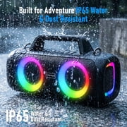 Portable Bluetooth Speaker IP65 Waterproof,140W Loud Sound,Bass Boost,Bluetooth 5.3, LED Lights,True Wireless Stereo Pairing,24H Playtime, for Home/Outdoor/Party/Beach, Fashionable Gift(Black)