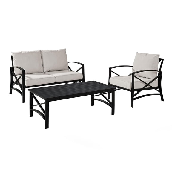 Outdoor Metal Seating Set - 3 Piece Patio Furniture Set with Cushions