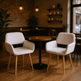 thumbnail image 1 of Homy Casa Set of 2 Fabric Dining Armchairs with Open Back and Metal Legs for Kitchen or Cafe, 1 of 12