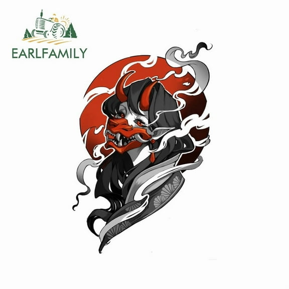 EARLFAMILY 5.1" Japanese Female Samurai Car Stickers Creative Motorcycle Rearview Mirror Skateboard Waterproof Vinyl Decal Scratch-Proof Car Door Protector
