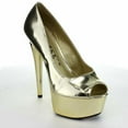 thumbnail image 2 of 609-SHINE, 6" Heel Open Toe Pump Shoes, 2 of 6