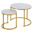 thumbnail image 2 of Costway Nesting Coffee Table Set of 2 for Balcony Living Room Modern Round Side Tables Gold, 2 of 10