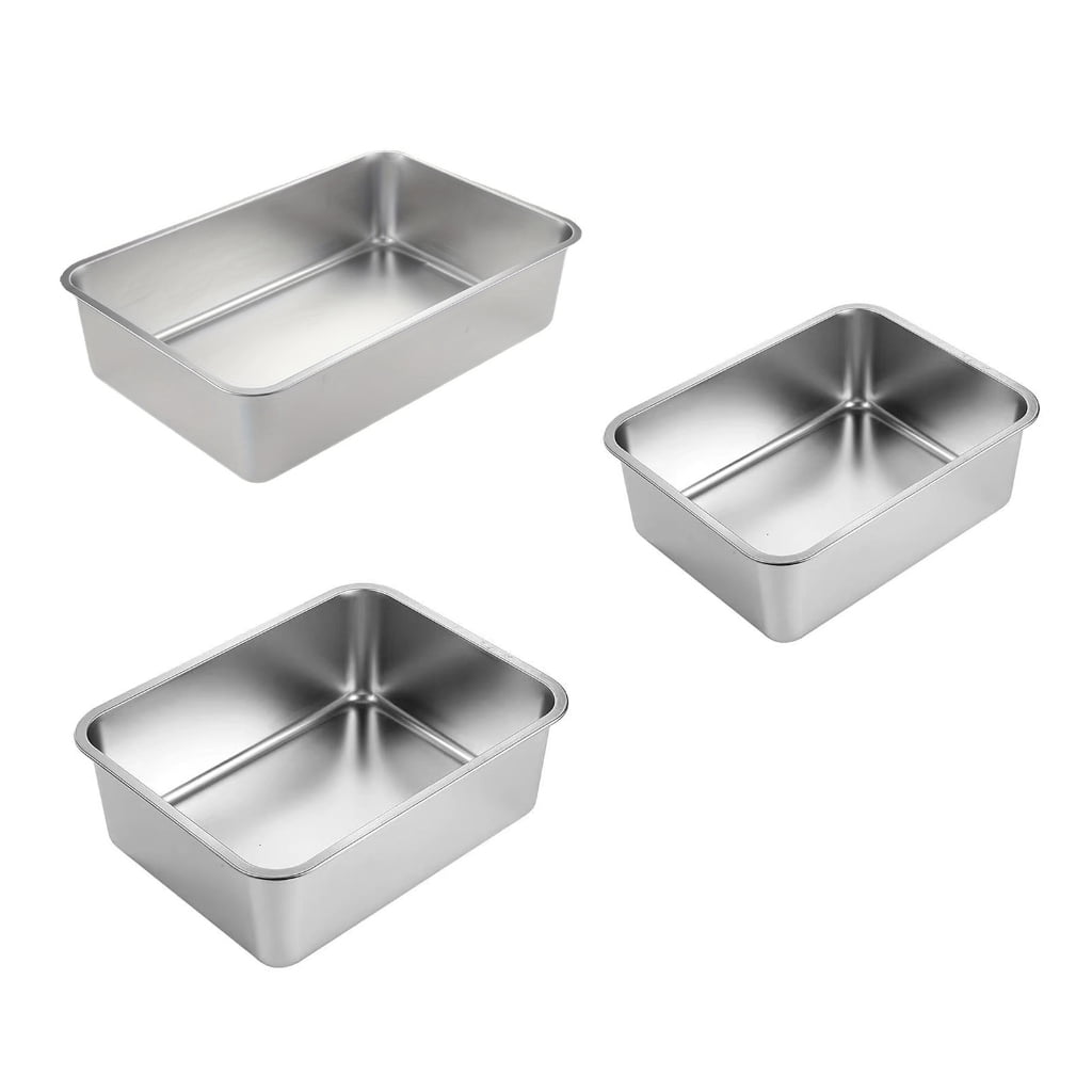 AOOOWER Cats Litter Box Stainless Steel High Side Height Smooth Surfaces Metal Pans