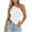 White, variant on Women Lace Crop Tops One Shoulder Asymmetrical Hem Sleeveless Casual Fashion Beach Vacation Summer Tops, Black S