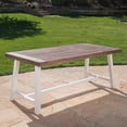 thumbnail image 3 of Outdoor Dark Brown Sandblast Finish Acacia Wood Dining Table with White Rustic Metal Finish Frame, 3 of 13