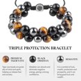 thumbnail image 2 of Pulsera de triple protección - Pulsera de ojo de tigre hombre y pulsera de ónix negro para Hombre Mujer, pulsera de triple protección para hombre mujer Trae Suerte (10MM), 2 of 5