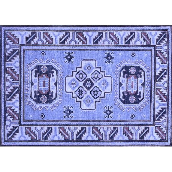Ahgly Company Indoor Rectangle Geometric Blue Traditional Area Rugs, 5' x 8'