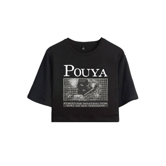 Pouya Merch Window Crop Top T-shirt Women Girls Short Sleeve Streetwear Graphic Tees