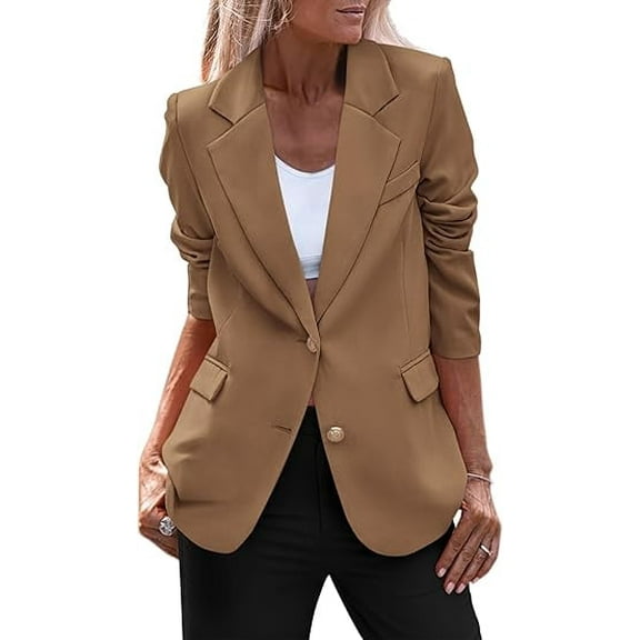 PRETTYGARDEN Women's Spring Fall Business Casual Blazers Long Sleeve Notch Lapel Trendy Work Office Blazer Jackets Outerwear