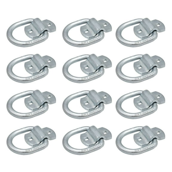 1/2" Bolt-On D Ring Heavy Duty Tie Down Anchor w/Mounting Brackets 12,000 LBS Breaking Strength - White Blue Zinc | Cargo Tie Down Anchors for Flatbed Trucks Trailers (12 Pack)