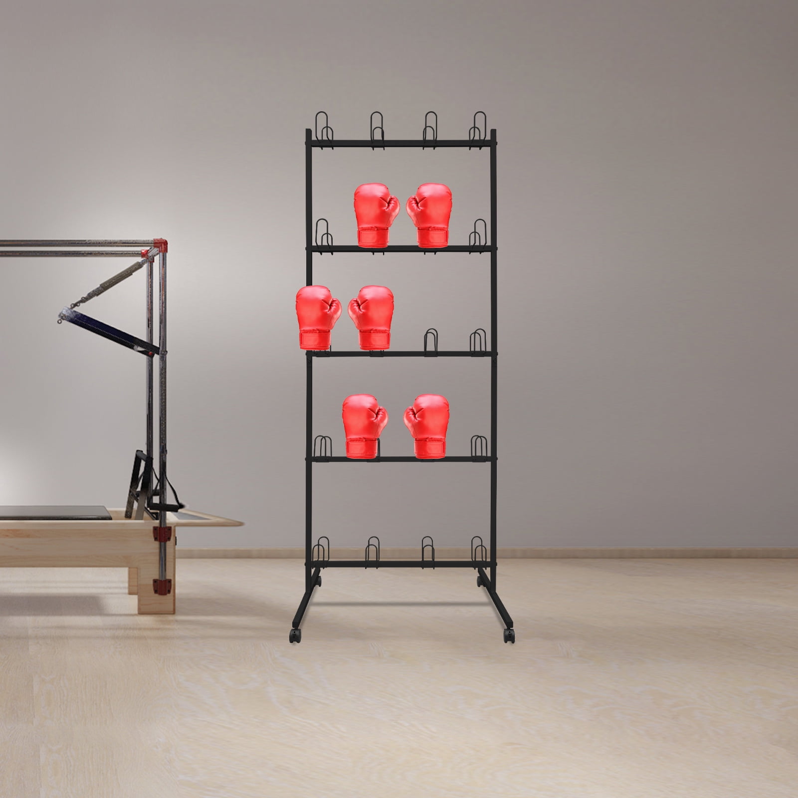 Boxing Gloves Drying Rack, Boxing Glove Storage Stand with Universal Wheels, Metal Boxing Glove Drying Display Rack