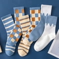thumbnail image 4 of Medias para niños, estilo coreano, medias de longitud media, medias para estudiantes, calcetines altos de otoño e invierno con cuadros azules, 4 of 6